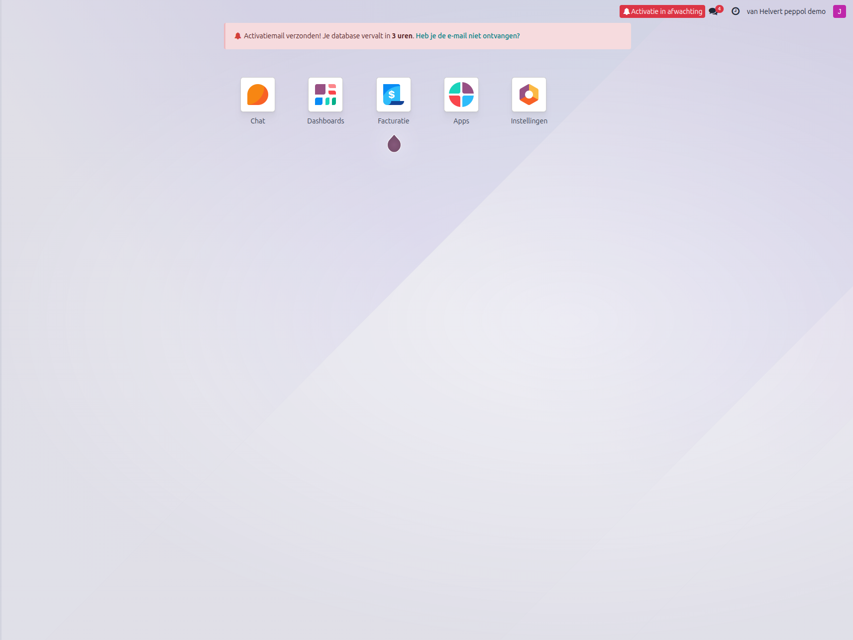 Niet geactiveerde Odoo databank