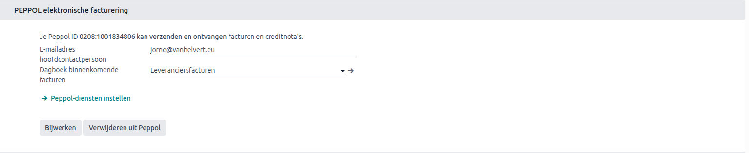 Succesvolle peppol configuratie in Odoo