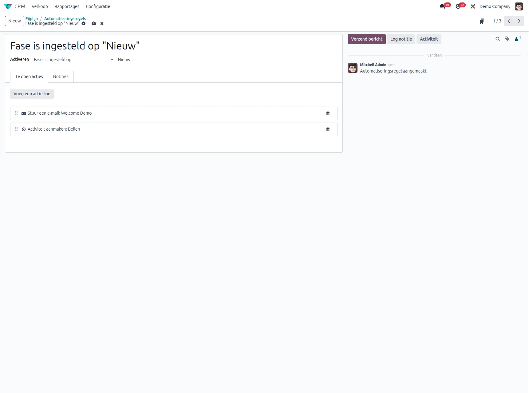 Odoo CRM app automatiseringen details